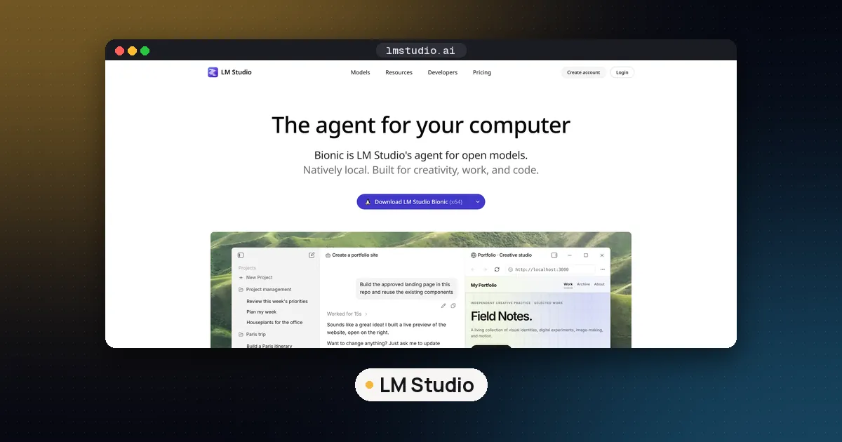 Screenshots of LM Studio