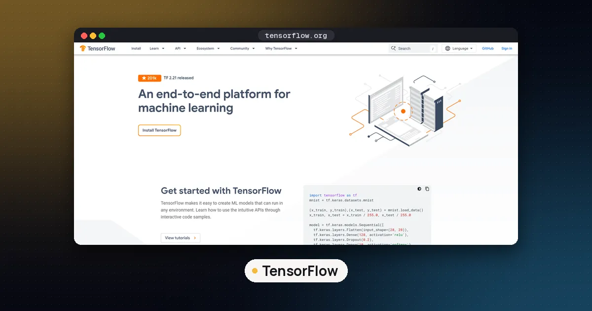Screenshots of TensorFlow