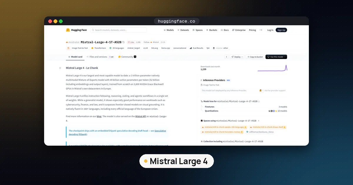 Screenshots of Mistral Large 4